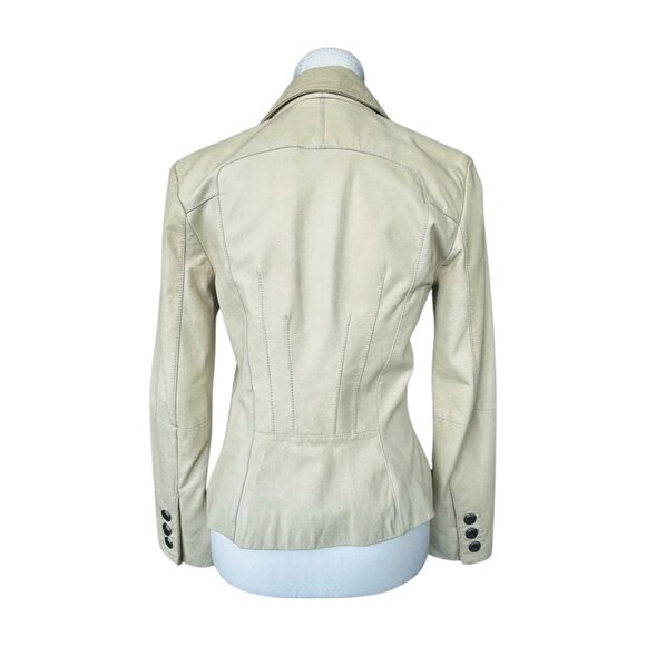 Danier Cream Fitted Leather Blazer Jacket - Picture 3 of 4